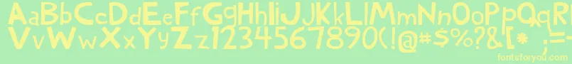 WoodyNormal Font – Yellow Fonts on Green Background