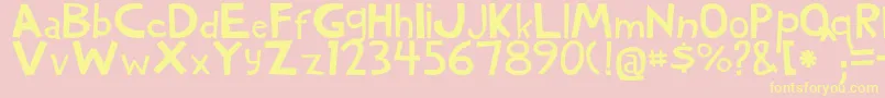 WoodyNormal Font – Yellow Fonts on Pink Background