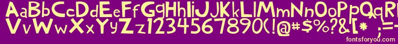 WoodyNormal Font – Yellow Fonts on Purple Background