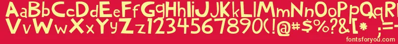 WoodyNormal Font – Yellow Fonts on Red Background