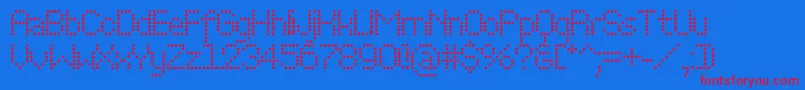 Perfo-Schriftart – Rote Schriften auf blauem Hintergrund