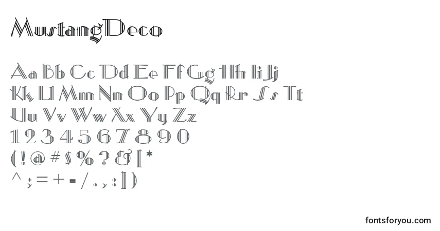 Schriftart MustangDeco – Alphabet, Zahlen, spezielle Symbole