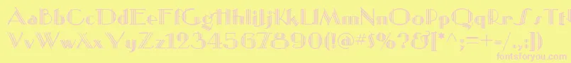 MustangDeco-fontti – vaaleanpunaiset fontit keltaisella taustalla