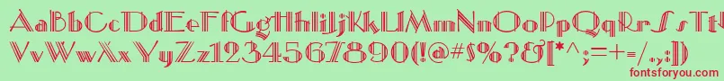MustangDeco-fontti – punaiset fontit vihreällä taustalla