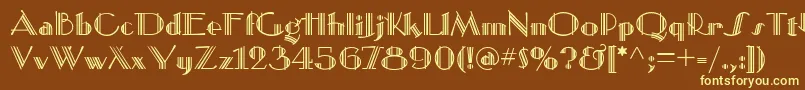 MustangDeco-fontti – keltaiset fontit ruskealla taustalla