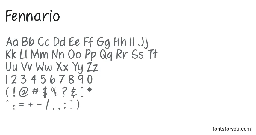 Schriftart Fennario – Alphabet, Zahlen, spezielle Symbole