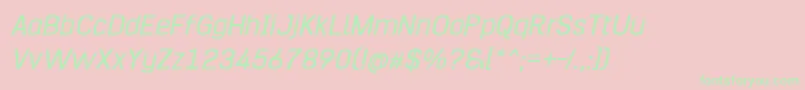 HurufoNumeroItalic-Schriftart – Grüne Schriften auf rosa Hintergrund