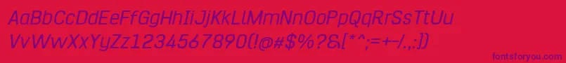 Police HurufoNumeroItalic – polices violettes sur fond rouge