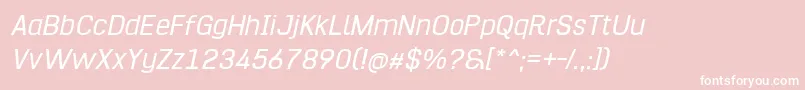 HurufoNumeroItalic-fontti – valkoiset fontit vaaleanpunaisella taustalla