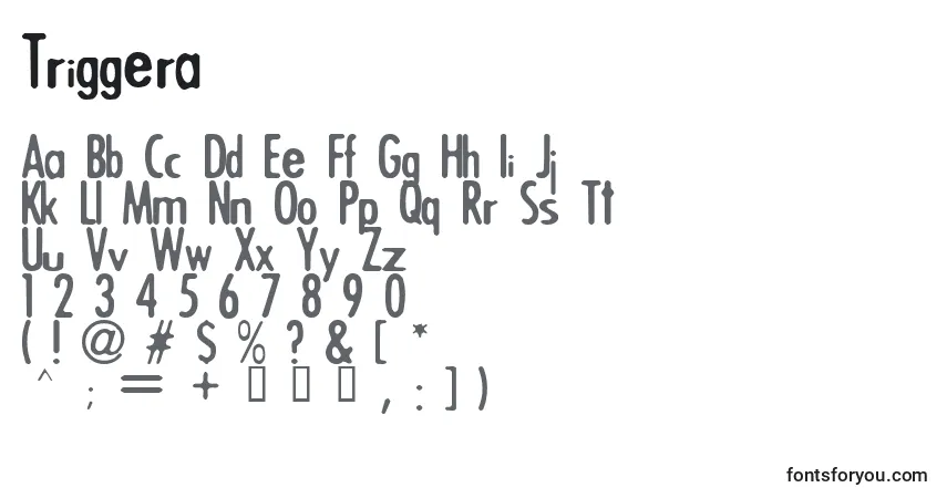 characters of triggera font, letter of triggera font, alphabet of  triggera font