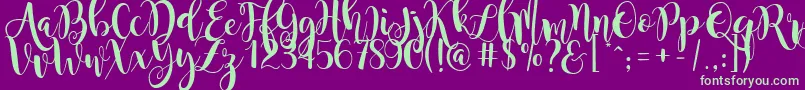 MagnoliaSky Font – Green Fonts on Purple Background