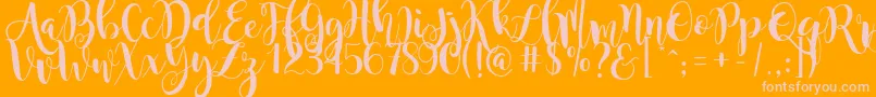MagnoliaSky-Schriftart – Rosa Schriften auf orangefarbenem Hintergrund