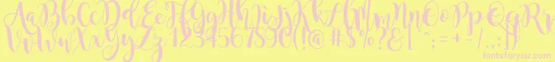 MagnoliaSky-Schriftart – Rosa Schriften auf gelbem Hintergrund