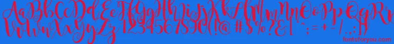 MagnoliaSky-Schriftart – Rote Schriften auf blauem Hintergrund