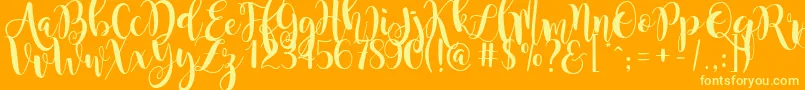 MagnoliaSky-Schriftart – Gelbe Schriften auf orangefarbenem Hintergrund