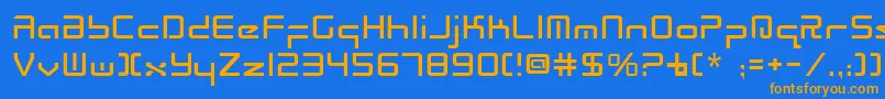 フォントRadiof – オレンジ色の文字が青い背景にあります。