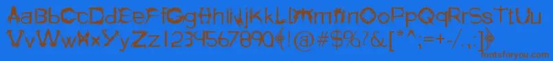 HolitterSpike-Schriftart – Braune Schriften auf blauem Hintergrund