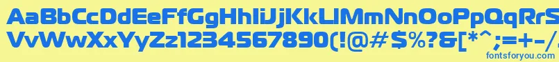 フォントPtMagistralBlackCyrillic – 青い文字が黄色の背景にあります。