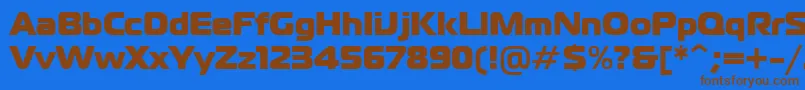 フォントPtMagistralBlackCyrillic – 茶色の文字が青い背景にあります。