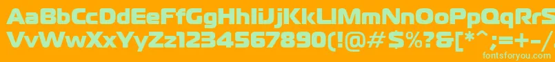 PtMagistralBlackCyrillic-Schriftart – Grüne Schriften auf orangefarbenem Hintergrund