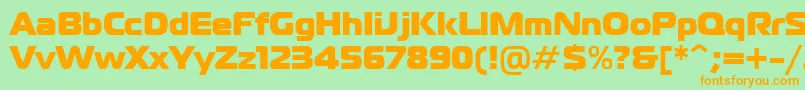 フォントPtMagistralBlackCyrillic – オレンジの文字が緑の背景にあります。