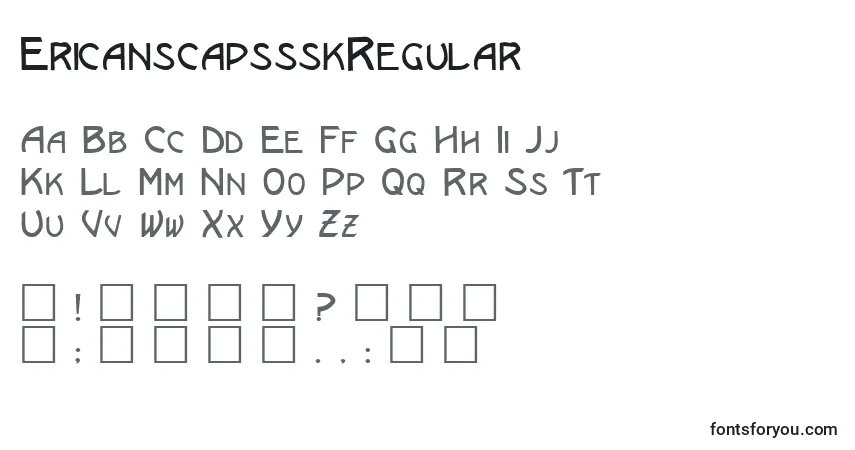 Czcionka EricanscapssskRegular – alfabet, cyfry, specjalne znaki