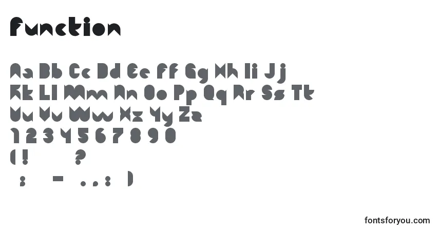 Fuente Function - alfabeto, números, caracteres especiales
