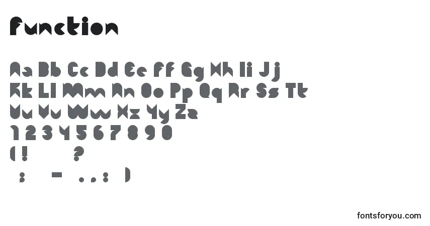 Schriftart Function – Alphabet, Zahlen, spezielle Symbole