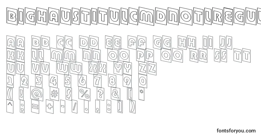 A fonte BighaustitulcmdnotlRegular – alfabeto, números, caracteres especiais