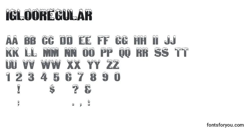 Czcionka IglooRegular – alfabet, cyfry, specjalne znaki