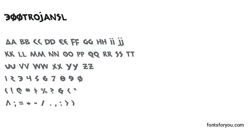 Czcionka 300trojansl – alfabet, cyfry, specjalne znaki