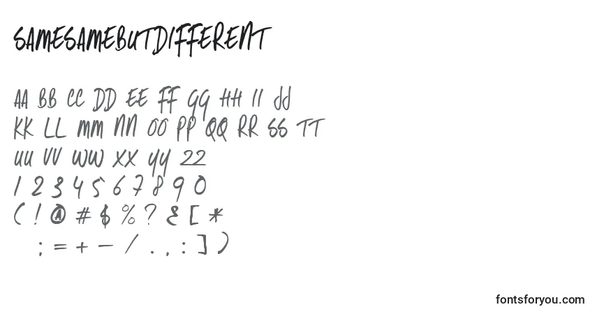 Samesamebutdifferent-fontti – aakkoset, numerot, erikoismerkit