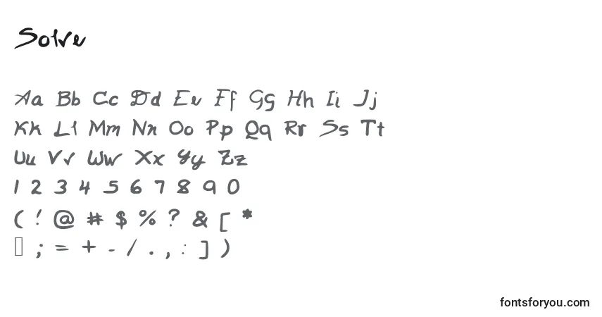 A fonte Solve – alfabeto, números, caracteres especiais