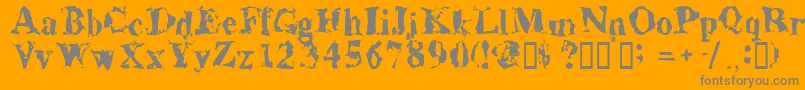 Aluminumshred-Schriftart – Graue Schriften auf orangefarbenem Hintergrund