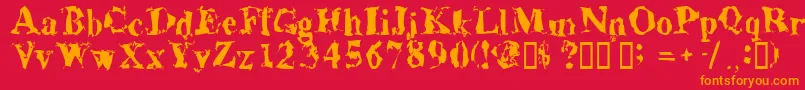 フォントAluminumshred – 赤い背景にオレンジの文字