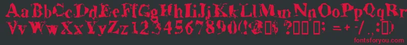 フォントAluminumshred – 黒い背景に赤い文字
