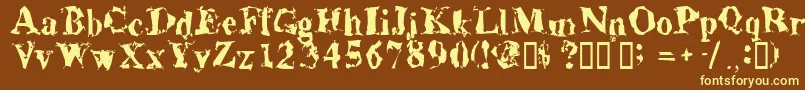 Aluminumshred-fontti – keltaiset fontit ruskealla taustalla