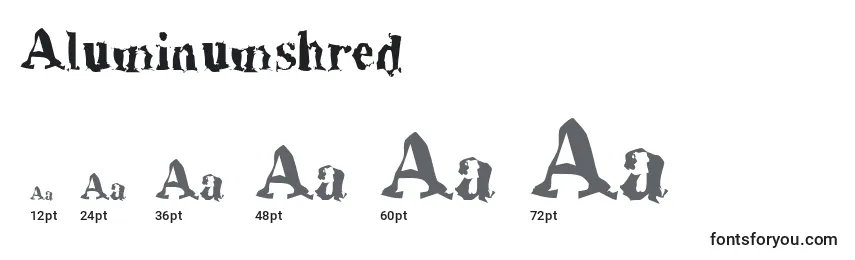 Aluminumshred Font Sizes