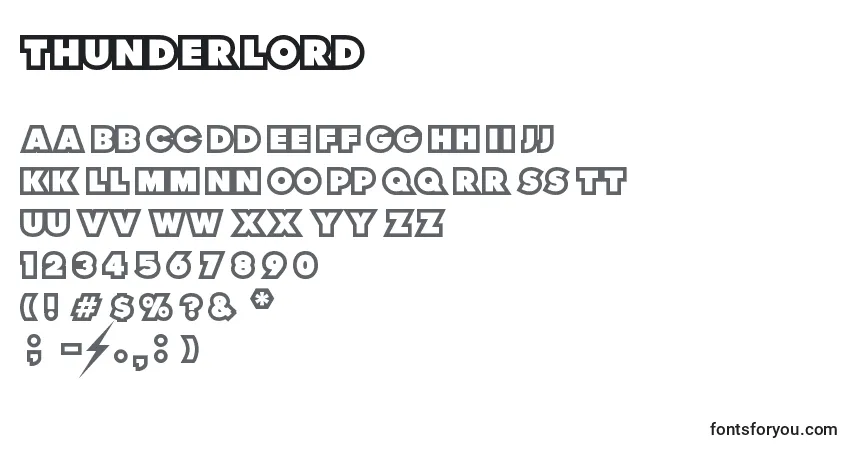 Schriftart ThunderLord – Alphabet, Zahlen, spezielle Symbole