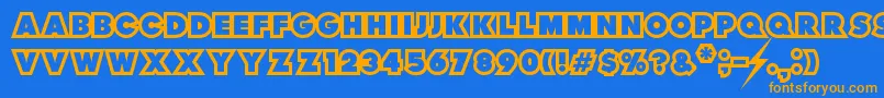 フォントThunderLord – オレンジ色の文字が青い背景にあります。