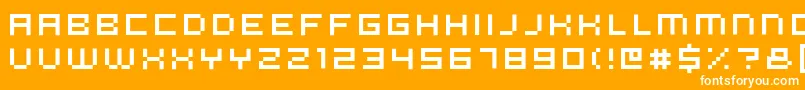 Micron56-Schriftart – Weiße Schriften auf orangefarbenem Hintergrund