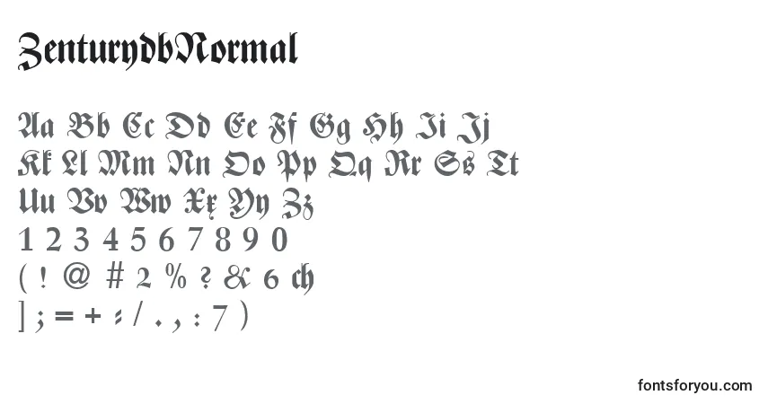 A fonte ZenturydbNormal – alfabeto, números, caracteres especiais