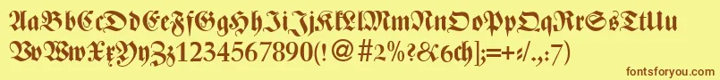 フォントZenturydbNormal – 茶色の文字が黄色の背景にあります。