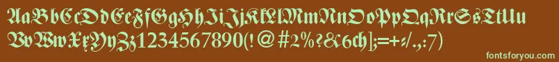 フォントZenturydbNormal – 緑色の文字が茶色の背景にあります。
