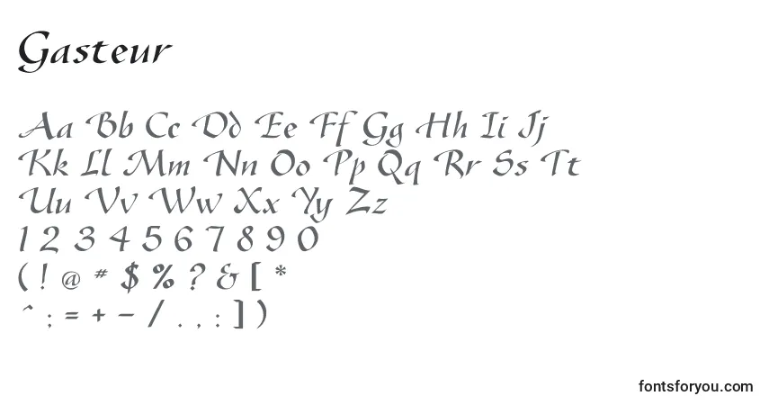 Czcionka Gasteur – alfabet, cyfry, specjalne znaki