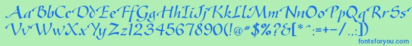 Gasteur Font – Blue Fonts on Green Background