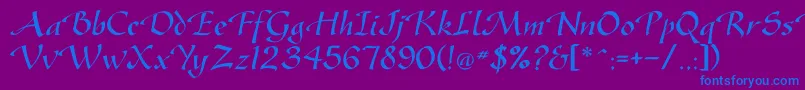 Gasteur-Schriftart – Blaue Schriften auf violettem Hintergrund