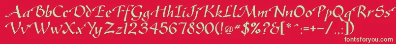 フォントGasteur – 赤い背景に緑の文字