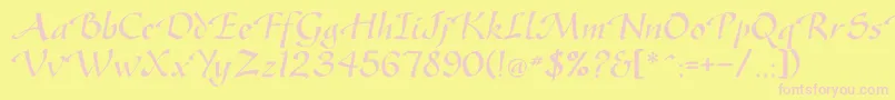 Gasteur-Schriftart – Rosa Schriften auf gelbem Hintergrund