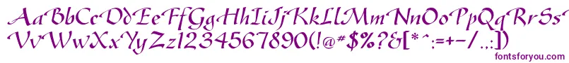 Gasteur-Schriftart – Violette Schriften auf weißem Hintergrund